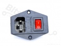 Chassisdeel/Socket C14 male met schakelaar en zekering 